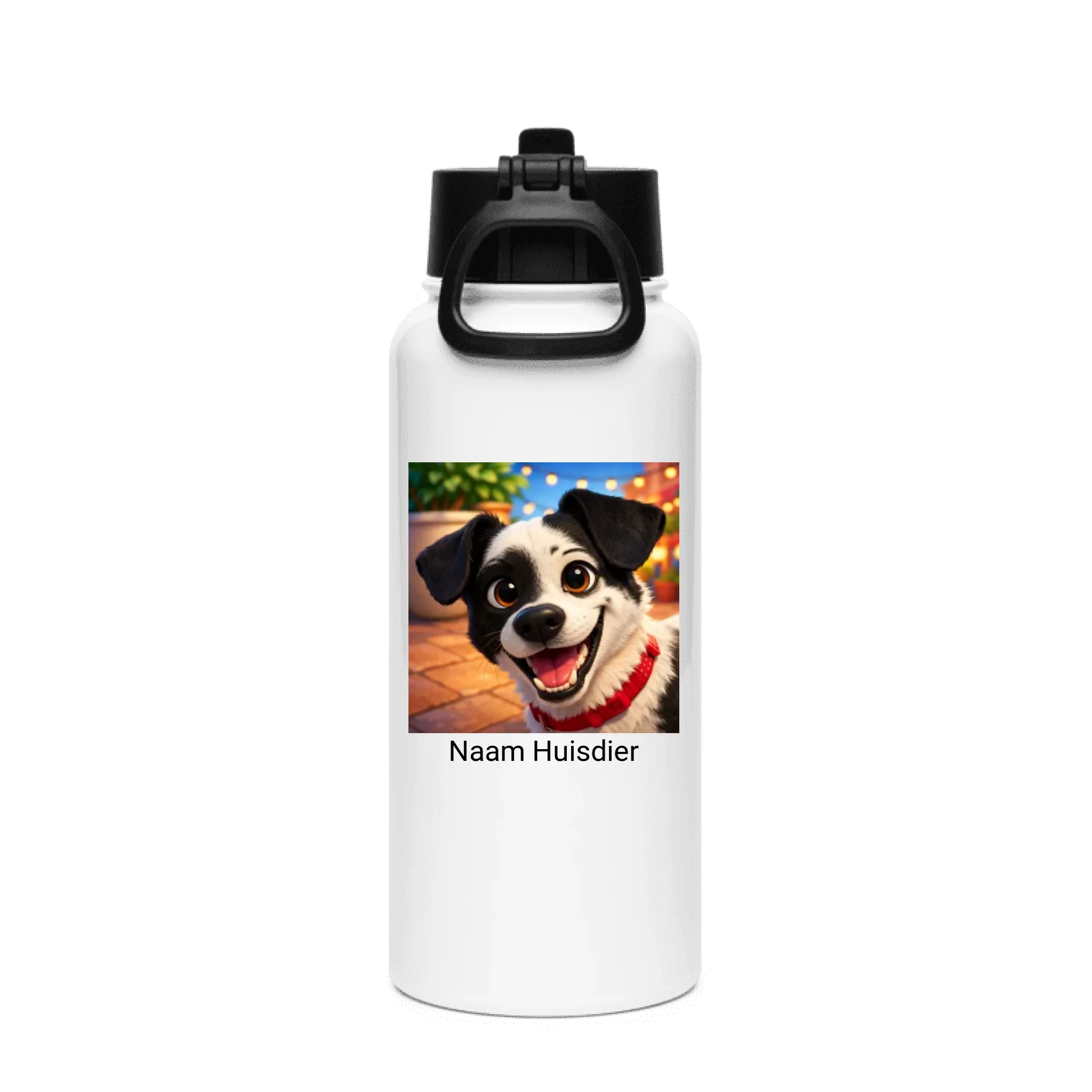 Gepersonaliseerde drinkfles met rietje en huisdier