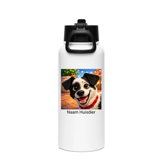 Gepersonaliseerde drinkfles met rietje en huisdier